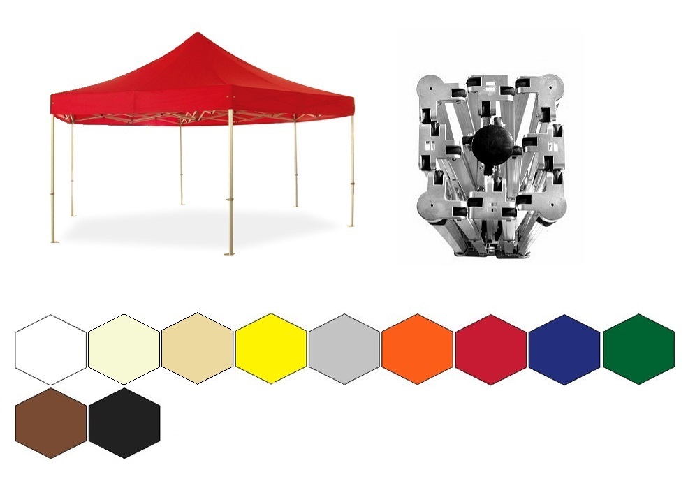 Nůžkový párty stan 3x3x3 m TENTino BIG HEXAGON Barva opláštění: 8A - MODRÁ