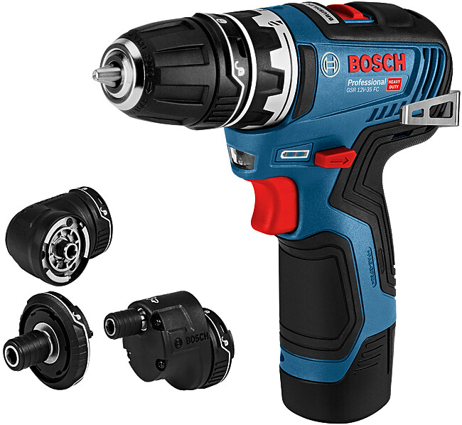 BOSCH GSR 12V-35 FC (2x3Ah) aku vrtačka s výměnnými nástavci FlexiClick