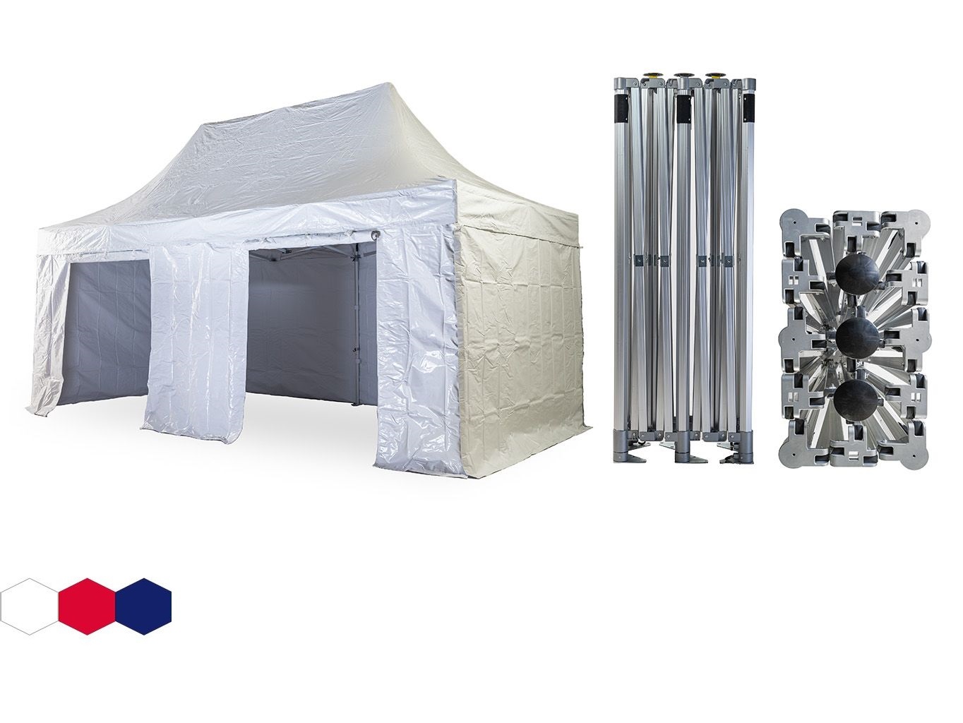 Nůžkový párty stan 3x6 m TENTino BH EXTREME PVC EXTRA HIGH ROOF Barva opláštění: 1A - BÍLÁ