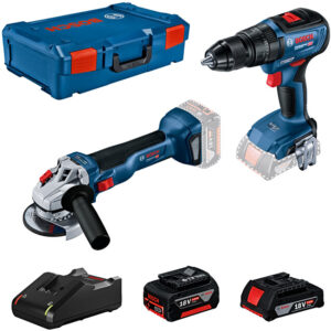 BOSCH sada aku nářadí GWS 18V-10 + GSB 18V-50 (bruska