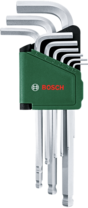 BOSCH DIY 9dílná sada šestihranných inbus klíčů 1.5 / 2 / 2.5 / 3 / 4 / 5 / 6 / 8 / 10 mm