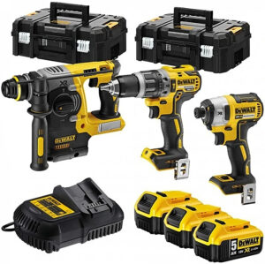 DeWALT DCK368P3T 18V XR (3x5Ah) kombo sada aku nářadí s dvojicí kufrů Tstak