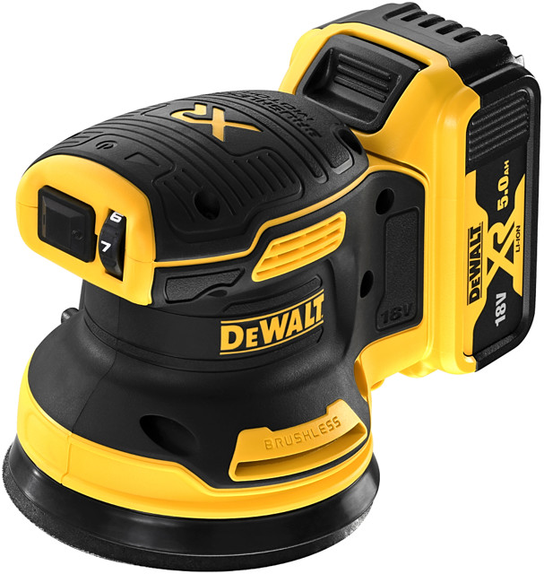 DeWALT DCW210P2 (2x5Ah) 18V XR aku excentrická bruska 125mm s nabíječkou