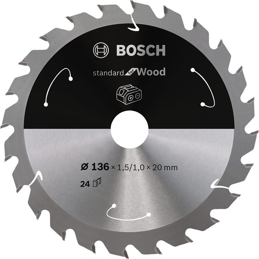 BOSCH 136x20mm pilový kotouč na dřevo Standard for Wood (24 zubů)