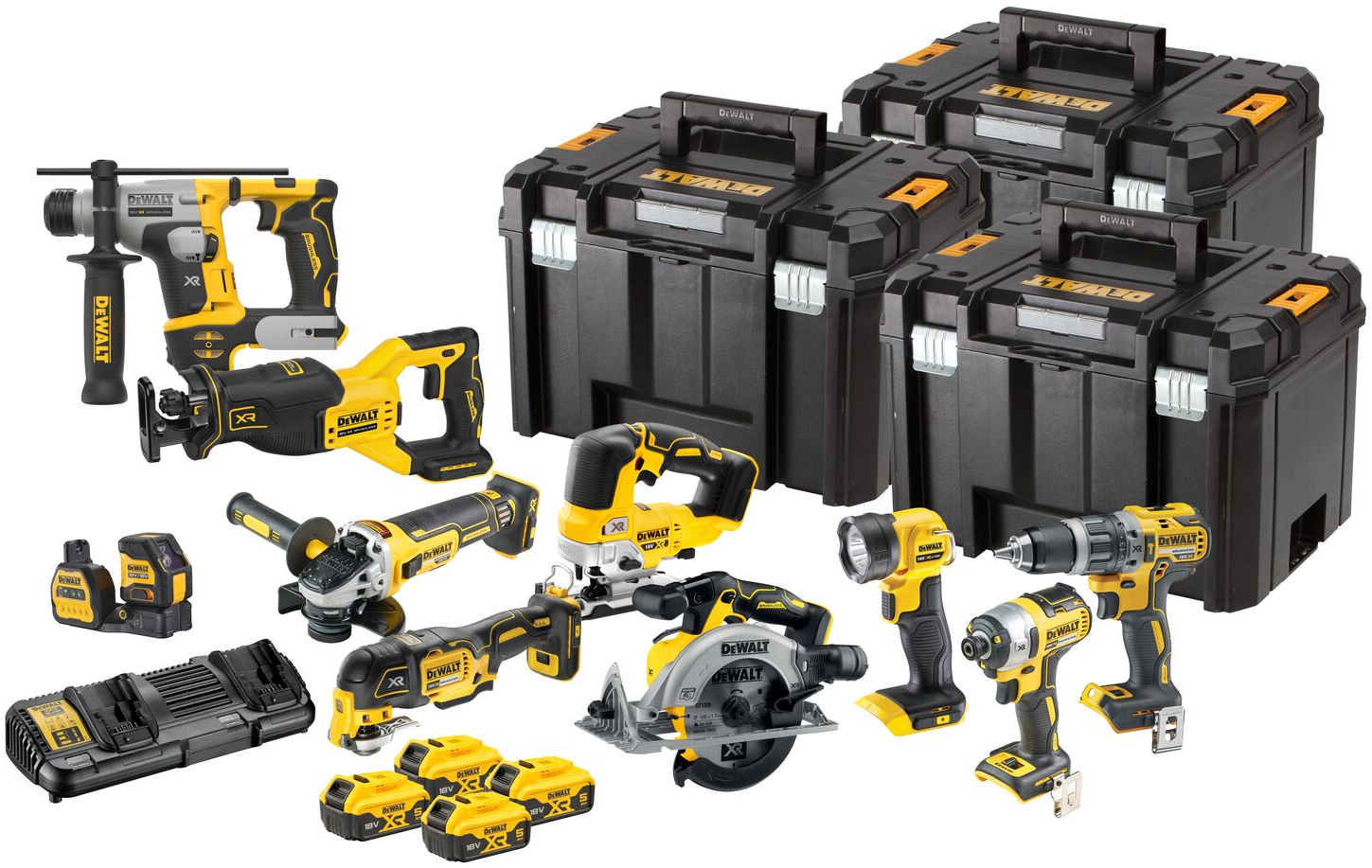 DeWALT DCK1012P4T (4x5Ah) 18V XR komplexní sada aku nářadí pro vybavení dílny