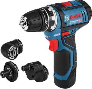 BOSCH GSR 12V-15 FC Set (2x2Ah) 12V aku vrtací šroubovák + sada nástavců